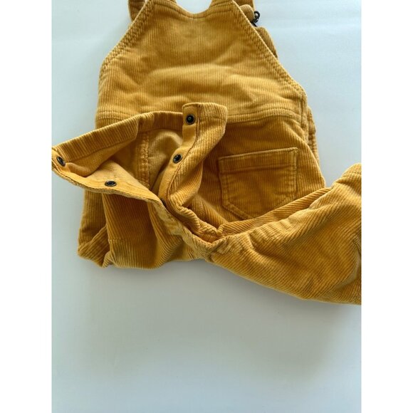 Hanna Andersson Mustard Yellow Corduroy Overalls Size 3-6 Month Unisex - Picture 4 of 5